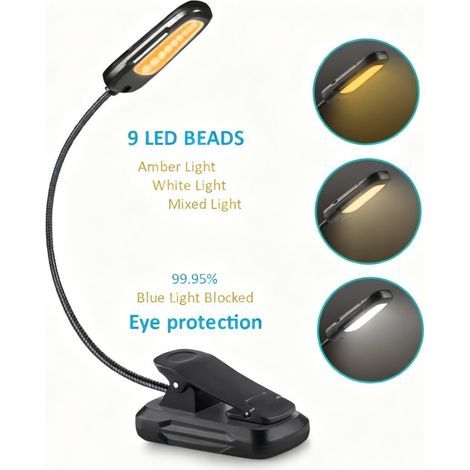 Lampe de lecture LED avec 3 températures de couleur et variateur d'intensité (1/5)