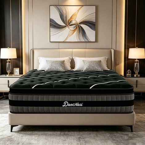 Matelas 140x190 cm Épaisseur 30 cm, Matelas Hybride en Mousse à mémoire de Forme à Ressorts ensachés, Mi-Ferme H3, Doux pour la Peau, Durable, Respirant, Isolation des mouvements, Certifié Oeko-TEX