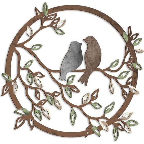Quadro in metallo da parete, silhouette di uccello su rami, decorazione artistica con uccelli adatta per pareti di soggiorno, giardino, camera da letto, ufficio, casa, decorazioni per feste, Moving Jo (1/5)