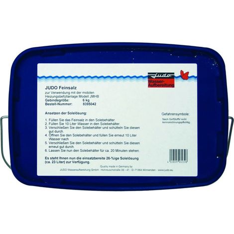 JUDO Spezial-Regeneriersalz für JUDO JMHB Enthärtungsanlagen. Feinsalz in Lebensmittelqualität zur Wasserenthärtung, 6 kg Gebinde., 2620100