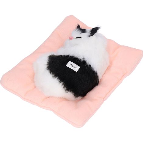 Poupée Chat Noir et Blanc Simulée en Sommeil avec Son et Coussin - Jouet Interactif pour Animaux (1/5)
