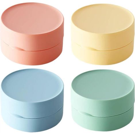 Set di 4 porta sapone da viaggio, 4 pezzi, porta sapone rotondo con coperchio, 4,5 x 8 cm, portatile, impilabile, antipolvere, contenitore da viaggio per bagno, campeggio, palestra