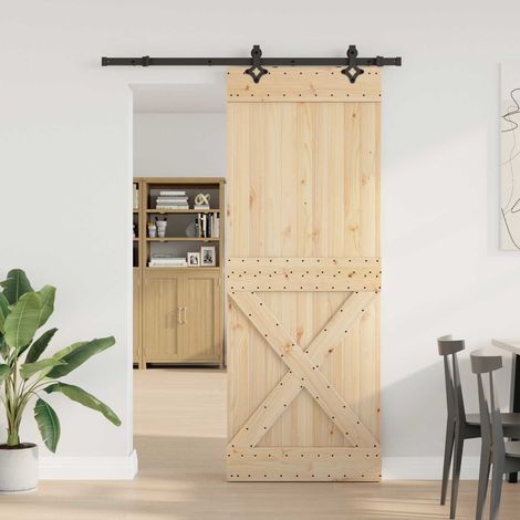 vidaXL Porta scorrevole NARVIK Naturale e Nero 85 x 210 cm (152,5