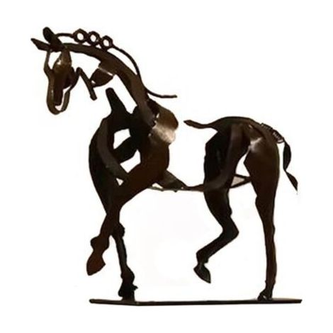 Sollbry Art métal cheval statue décoration fait main moderne cheval sculpture artisanat, rustique métal statue décoration maison étagère cheminée Bureau statue，23197cm (1/5)