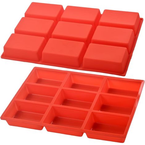 Juego de 2 mini moldes de pan de silicona antiadherentes con 9 cavidades para mini pasteles, panes y panes.
