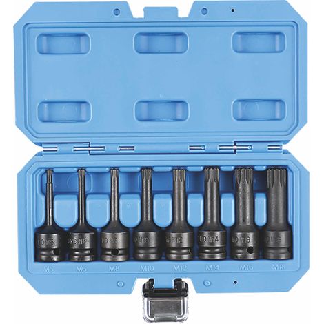 STILKER - Douilles à chocs XZN 1/2" de M5 à M18 - coffret de 8 pcs - 67404 - Ce produit de marque STILKER est neuf.