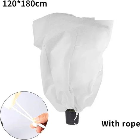 (120 x 180 cm, sans fermeture éclair, lot de 4) Housse de protection hivernale pour plantes en tissu non tissé avec cordon de serrage et fermeture éclair. Protection antigel. (1/4)
