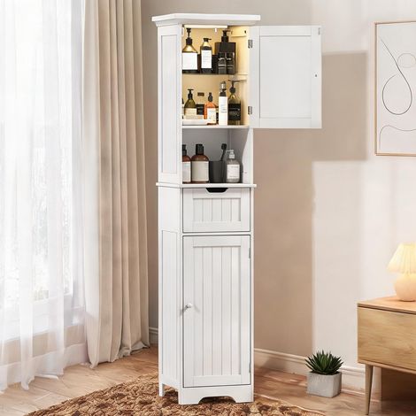 Armoire de rangement blanc en MDF 40 x 30 x 170 cm (1/5)