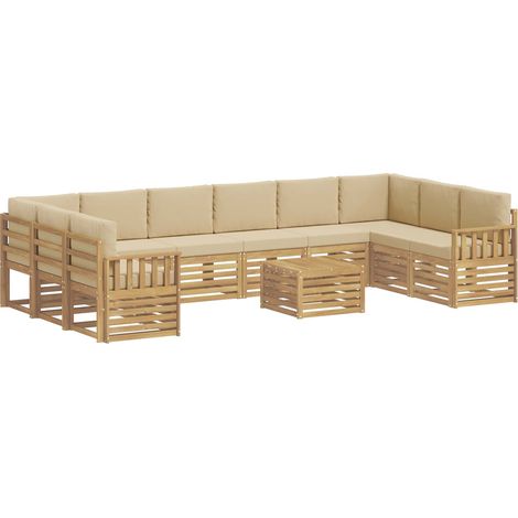 Set di divani da esterno 8 pz 10-Posti Bianco e Beige vidaXL (1/5)