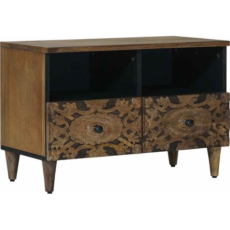 vidaXL Mobile TV Marrone 70 x 33,5 x 46 cm Legno di mango