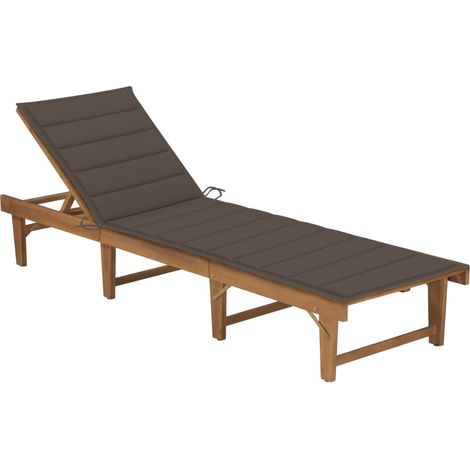 Chaise longue pliable avec coussin Bois d'acacia solide