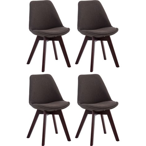 Set di 4 Sedie Visitatore Tessuto Borneo grigio scuro noce