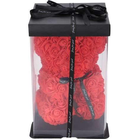 Ours en fleurs rose fait main 25 x 17 cm cadeau Saint-Valentin (1/4)