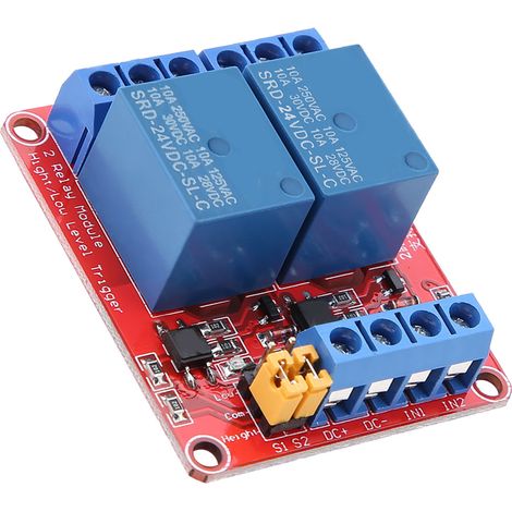 Module relais 2 canaux avec isolation par optocoupleur, déclenchement haut et bas (24 V) (1/5)