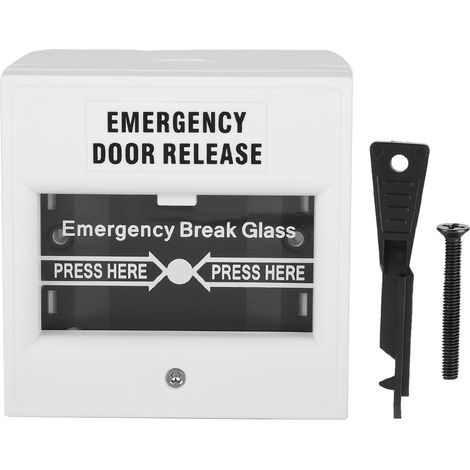 Déverrouillage de porte d'urgence, alarme incendie, bouton de sécurité en verre, blanc (1/5)