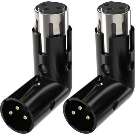 2 pièces adaptateur xlr à angle droit mâle et femelle réglable, convertisseur adaptateur coude 3 broches xlr à 90 degrés (1/4)