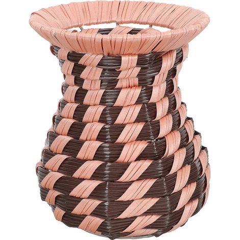 Dekorativer, geflochtener Blumentopf, künstlicher Blumenbehälter für Zuhause, dekorativer Blumenkorb fürs Büro – 14 x 11,5 cm (1/4)