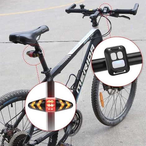 (Rot, Gelb) Blinkendes LED-Fahrradrücklicht – Kabellose Fernbedienung – USB-aufladbar – Rot und Gelb (1/4)