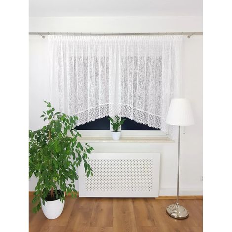 Una tenda jacquard alla moda, decorata con pizzo guipure e cucita a forma di fiocco. (1/5)