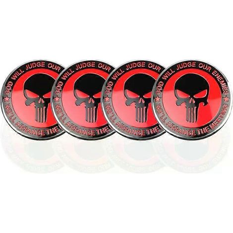 Auto-Styling 4-teiliges Set 56,5 mm 3D Punisher Emblem Reifen Radnabenkappe Totenkopf-Aufkleber aus Aluminiumlegierung Auto-Zubehör Autoaufkleber (1/3)