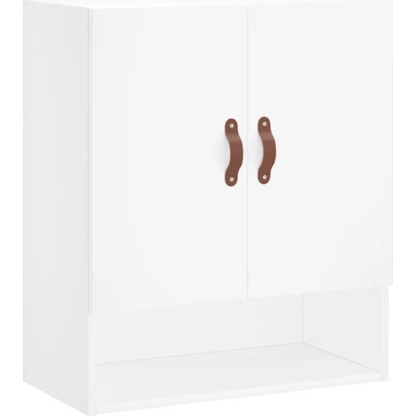 Mobiletto a muro bianco 60 x 31 x 70 cm ampio e pratico spazio contenitivo design minimalista in legno composito bianco 020048750