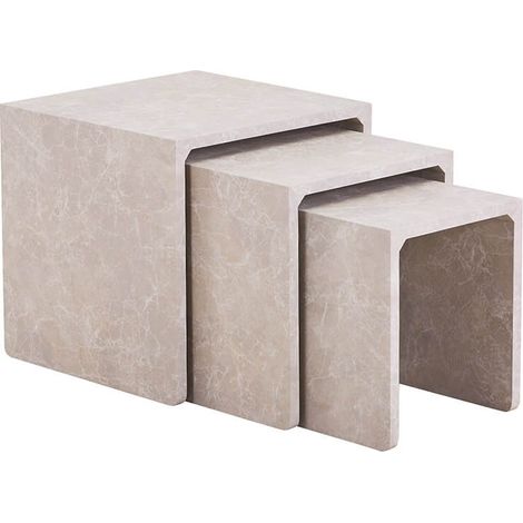 HOME DELUXE - Tavolino IRIMA – set di 3 Colore: beige marmo (1/5)