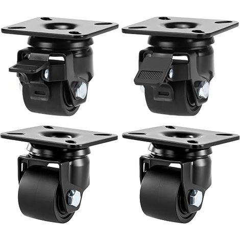 Castor 50 mm with Brakes 500 kg Capacity Silent Anti-Vibration Set of 4 Ideal for Furniture, Industrial, Transport (1/5)