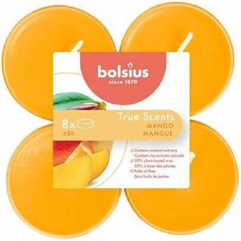 Candele profumate Bolsius Maxi Light 8 pezzi True Scents Mango