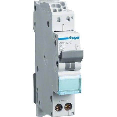 HAGER MKS510 DISJONCTEUR 10 A 1P+N 1 PÔLE + N 6KA B CARACTÉRISTIQUE QUICK CONNECT LS INTERRUPTEUR LS