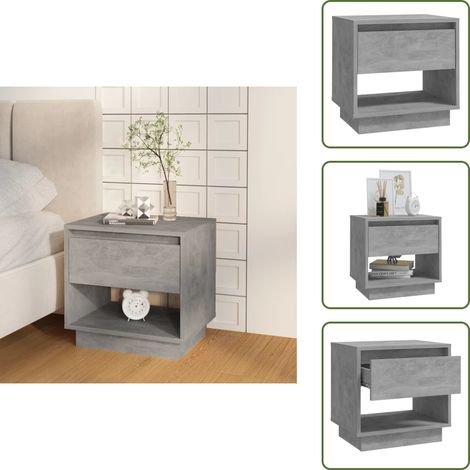 Table de chevet Gris béton 45x34x44 cm Bois d'ingénierie - Table De Chevet - Meuble De Chambre - Table Nuit - Commode - Rangement (1/5)