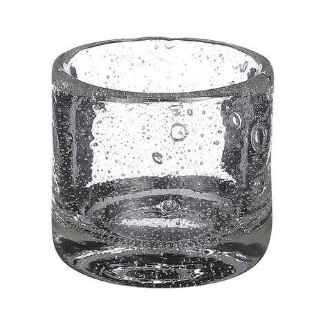 Vase cylindrique en verre recyclé transparent fait main pour décoration H 8 cm Ø 8,5 cm - PANGIVO (1/3)