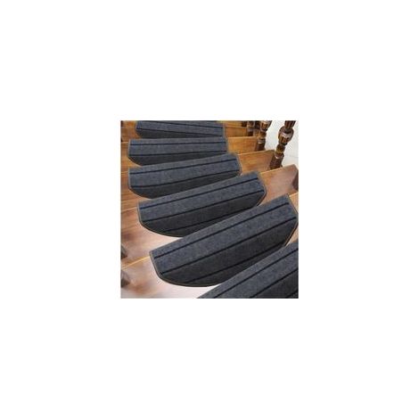 (Couleur : Rayures grises, Taille : 65 cm x 24 cm x 3 cm) Tapis d'escalier 6 pièces Tapis d'escalier Tapis à usage répété Tapis d'escalier auto adhésif (1/3)