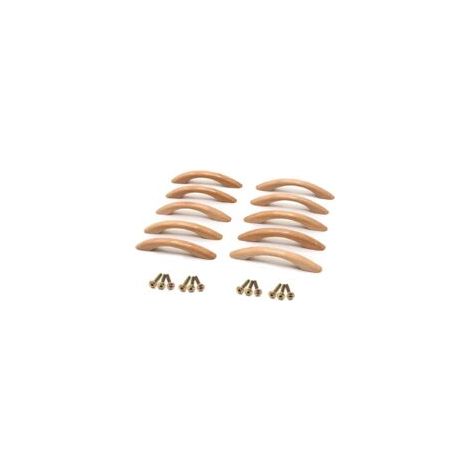 Ede Lot de 10 poignées en bois pour meubles de cuisine, poignées de placard, poignées arquées pour portes et tiroirs (1/5)