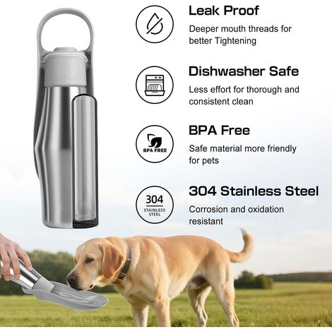 Gourde portable pour chien JeiibrZui - 550 ml - 2 en 1 avec gamelle et filtre - Pliable - Étanche - Idéale pour les promenades et les voyages (1/5)