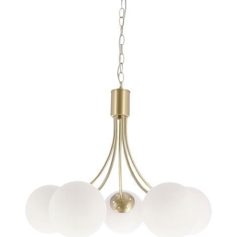Lustre laiton chic 5 globes blancs E14 Dani Candellux (1/2)