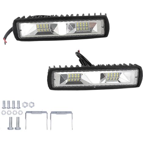 Paire de barres lumineuses de travail 12 LED 36 W 12/24 V, projecteurs pour moto, camion, bateau, tracteur, remorque, tout-terrain (1/3)