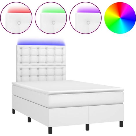 Maison Exclusive - Sommier à lattes de lit matelas LED blanc 120x190 cm similicuir (1/5)