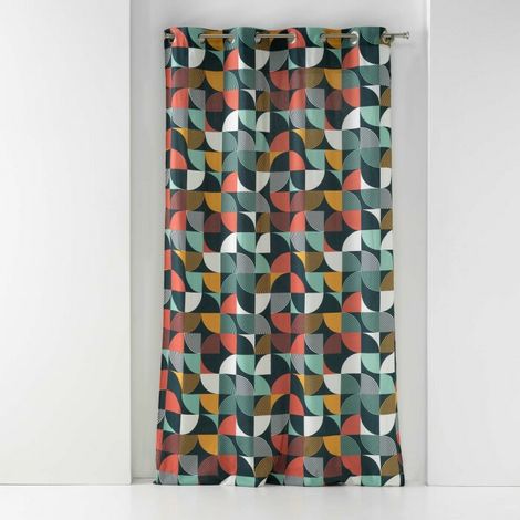 Rideau à œillets 140 x 240 cm coton imprimé – Rythmo Orange (1/5)