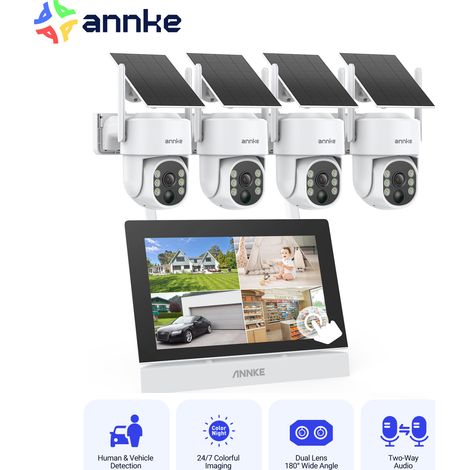 Caméra de sécurité solaire extérieure 4MP 2K – Détection humanoïde PIR – Vision nocturne 30m – Audio bidirectionnel – IP65 étanche – Sannce