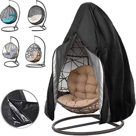 Housse de protection pour fauteuils suspendus, en tissu Oxford 210D robuste, imperméable et résistant aux UV, pour fauteuils suspendus, hamacs et balancelles, noir, lot de 2 (1/5)