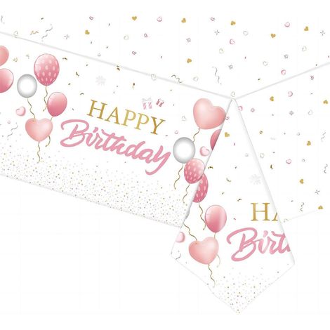 Happy Birthday Tischdecke Rosa 137x274 cm Mehrweg Kunststoff für Mädchen Frauen