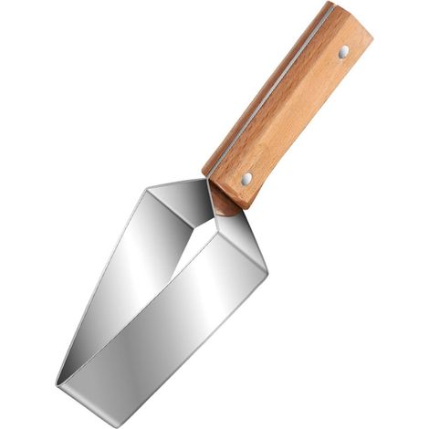 Coupe pastèque triangulaire en acier inoxydable avec manche en bois pour melon et cantaloup cuisine pique nique et barbecue (1/5)