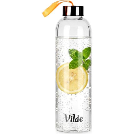 Glass Water Bottle 750ml with Bamboo Lid (1/5)