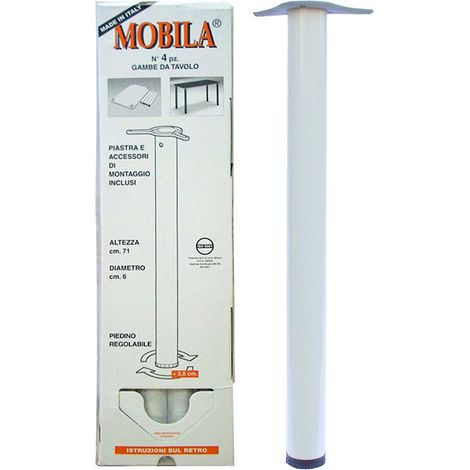 Kit gambe tavolo 4 pz. Ø 60 - H.710 mm. bianco