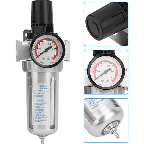 Régulateur de filtre piège à eau et à humidité pour compresseur d'air BSP 1/2" avec raccord de montage (1/5)