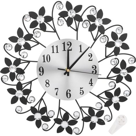 Moderne Wanduhr aus Metall und Kristall – Stille Dekoration für Büro oder Zuhause (1/4)