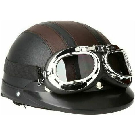 MINE Casque de Moto Scooter Vespa, Casque Coupe-vent D'hiver avec Visière UV Lunettes Retro Style de Vintage 54-60cm (KKmoon Casque de Moto Scooter Vespa, Casque Coupe-vent D'hiver avec Visière UV Lun (1/5)