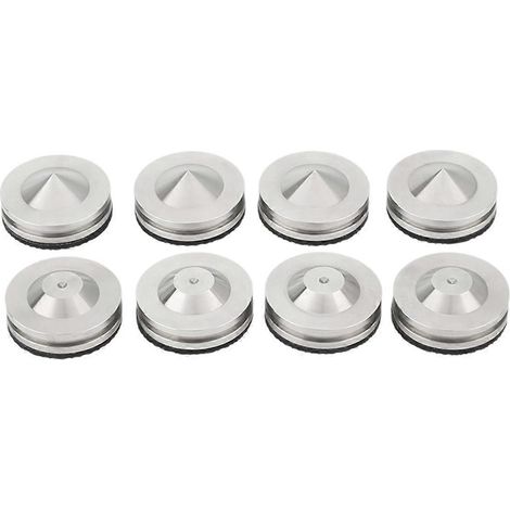 Lot de 4 pieds d'enceintes HiFi en acier inoxydable avec patins argentés (1/5)