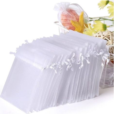 Set of 100 white organza bags, 7 x 9 cm, organza gift bags, jewelry pouches, wedding favor bags, lavender sachets, wedding favors (1/5)
