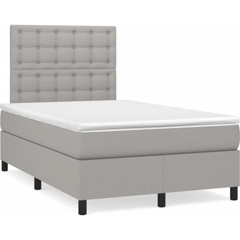 Sommier à lattes de lit matelas LED gris clair 120x190 tissu (1/5)